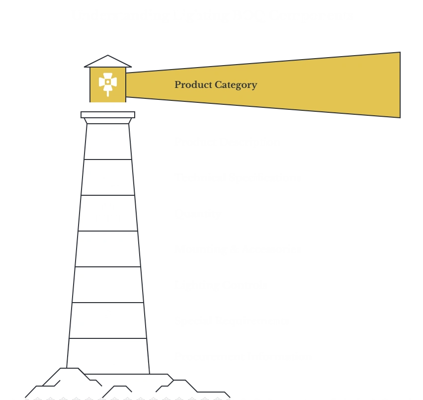 Key components typically included in a Lighting BOQ
